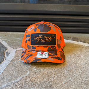 Fly and Field Embroidered Orange Script Logo - Bend