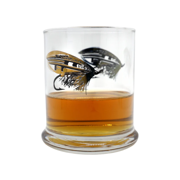 Rep Your Water Salmon Fly Metallic Old Fashioned Glass